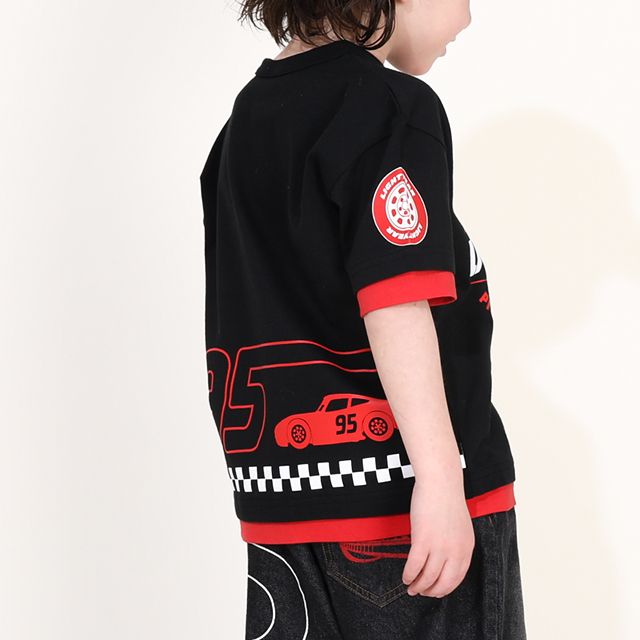 【ベビードール】カーズ 袖エンブレムTシャツ 0223K / ライトニング・マックィーン ベビーサイズ キッズ 天竺素材 トップス 半袖 クルーネック カットソー