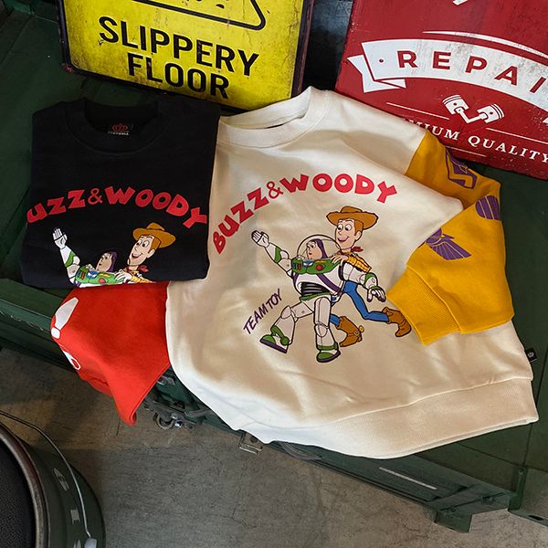 【ベビードール】ウッディ バズ 親子お揃い キャラクタートレーナー 0224K / ベビーサイズ キッズ リンクコーデ ペアルック 親子コーデ トップス 長袖 クルーネック