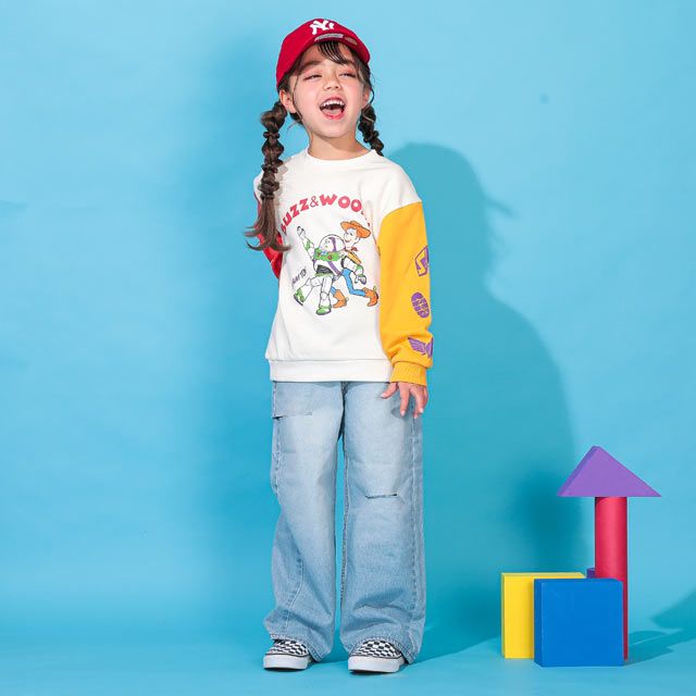 【ベビードール】ウッディ バズ 親子お揃い キャラクタートレーナー 0224K / ベビーサイズ キッズ リンクコーデ ペアルック 親子コーデ トップス 長袖 クルーネック