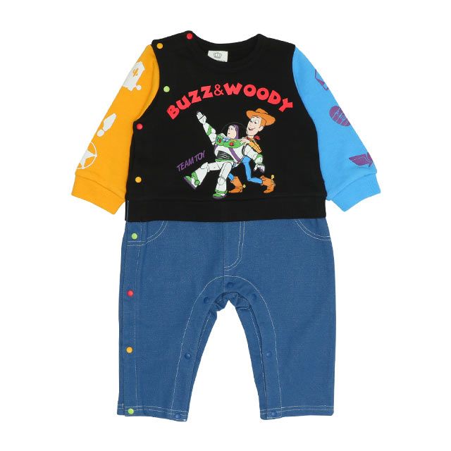 【ベビードール】トイ・ストーリー キャラクターロンパース 0225B / ウッディ バズ・ライトイヤー ベビーサイズ つなぎ 長袖 ボディ肌着 リンクコーデ ペアルック 親子コーデ 出産祝い