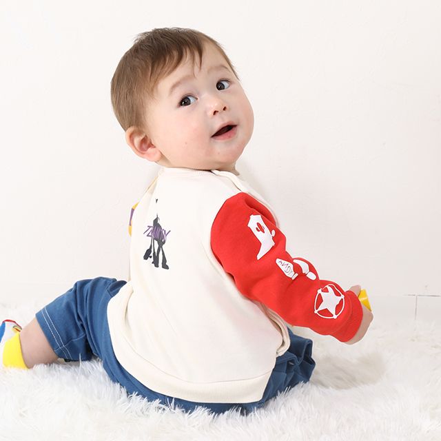 【ベビードール】トイ・ストーリー キャラクターロンパース 0225B / ウッディ バズ・ライトイヤー ベビーサイズ つなぎ 長袖 ボディ肌着 リンクコーデ ペアルック 親子コーデ 出産祝い