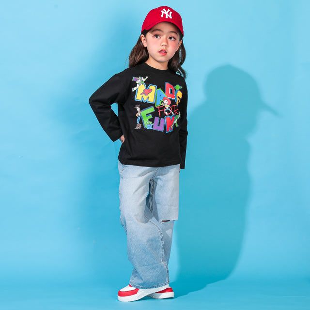 【ベビードール】親子お揃い トイ・ストーリー グラフィック ロンT 0227K / ウッディ バズ・ライトイヤー ベビーサイズ キッズ リンクコーデ ペアルック 親子コーデ トップス 長袖 クルーネック カットソー