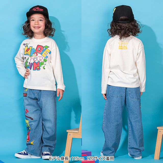 【ベビードール】親子お揃い トイ・ストーリー グラフィック ロンT 0227K / ウッディ バズ・ライトイヤー ベビーサイズ キッズ リンクコーデ ペアルック 親子コーデ トップス 長袖 クルーネック カットソー