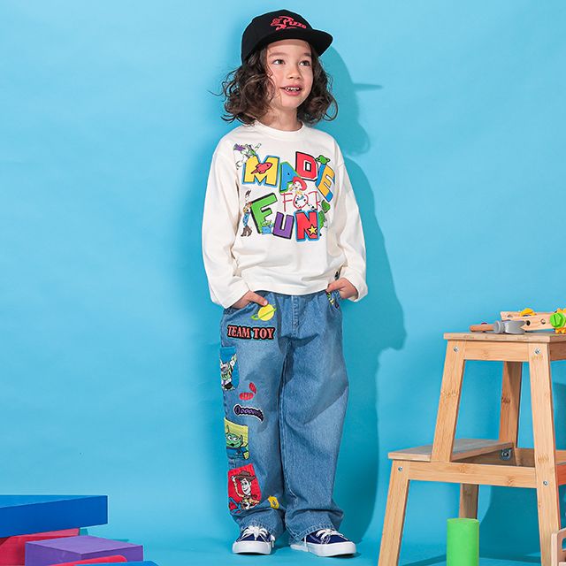 【ベビードール】親子お揃い トイ・ストーリー グラフィック ロンT 0227K / ウッディ バズ・ライトイヤー ベビーサイズ キッズ リンクコーデ ペアルック 親子コーデ トップス 長袖 クルーネック カットソー