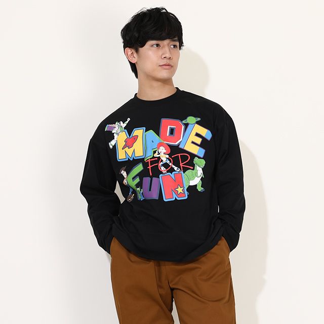 【ベビードール】トイ・ストーリー 親子お揃い グラフィック ロンT 0227A / 大人 ユニセックス 男女兼用 リンクコーデ ペアルック 親子コーデ トップス 長袖 クルーネック カットソー