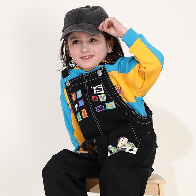 【ベビードール】トイ・ストーリー サロペット 0228K / ウッディ バズ・ライトイヤー エイリアン ベビーサイズ キッズ ボトムス ロングパンツ デニム 楽ちん ジーンズ ジーパン ゆったり ショルダーベルト長さ調整可