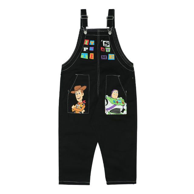 【ベビードール】トイ・ストーリー サロペット 0228K / ウッディ バズ・ライトイヤー エイリアン ベビーサイズ キッズ ボトムス ロングパンツ デニム 楽ちん ジーンズ ジーパン ゆったり ショルダーベルト長さ調整可
