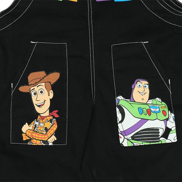 【ベビードール】トイ・ストーリー サロペット 0228K / ウッディ バズ・ライトイヤー エイリアン ベビーサイズ キッズ ボトムス ロングパンツ デニム 楽ちん ジーンズ ジーパン ゆったり ショルダーベルト長さ調整可
