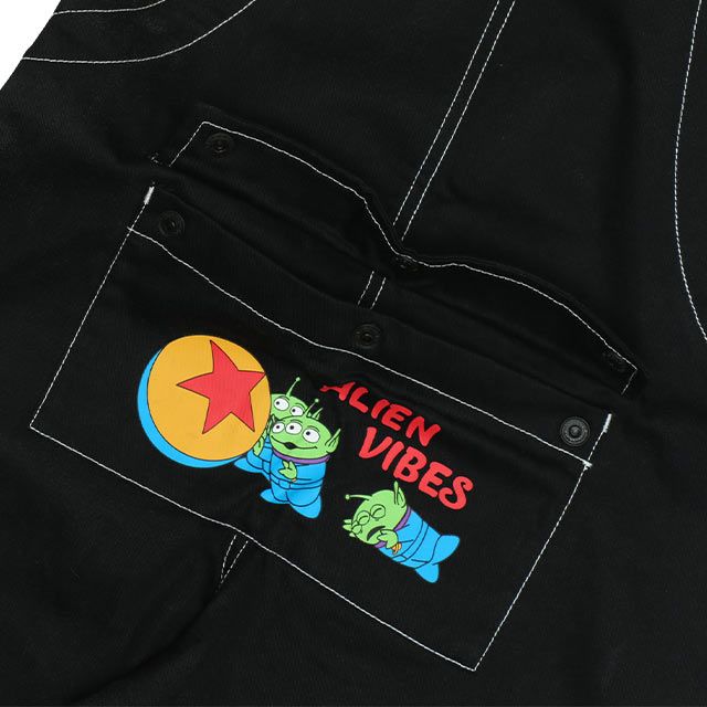 【ベビードール】トイ・ストーリー サロペット 0228K / ウッディ バズ・ライトイヤー エイリアン ベビーサイズ キッズ ボトムス ロングパンツ デニム 楽ちん ジーンズ ジーパン ゆったり ショルダーベルト長さ調整可