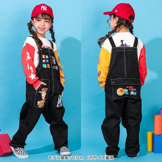 【ベビードール】トイ・ストーリー サロペット 0228K / ウッディ バズ・ライトイヤー エイリアン ベビーサイズ キッズ ボトムス ロングパンツ デニム 楽ちん ジーンズ ジーパン ゆったり ショルダーベルト長さ調整可