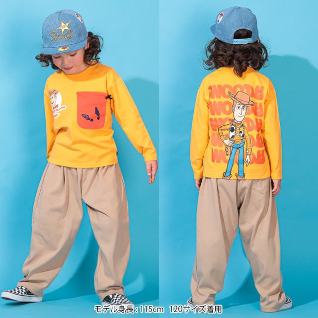 【ベビードール】ウッディ 巾着ポケット ロンT 0230K / トイ・ストーリー ベビーサイズ キッズ トップス 長袖 クルーネック カットソー