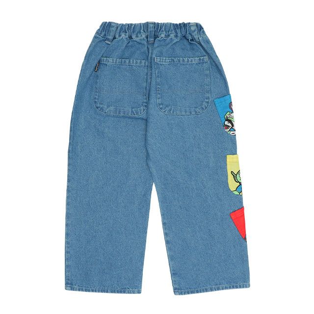 【ベビードール】トイ・ストーリー ポケット付 デニムロングパンツ 0231K / ウッディ バズ・ライトイヤー エイリアン ベビーサイズ キッズ 長ズボン ボトムス ジーンズ ジーパン ストレート ウエスト総ゴム ゴム穴付 ポケット