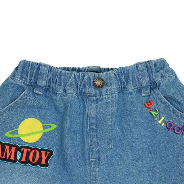 【ベビードール】トイ・ストーリー ポケット付 デニムロングパンツ 0231K / ウッディ バズ・ライトイヤー エイリアン ベビーサイズ キッズ 長ズボン ボトムス ジーンズ ジーパン ストレート ウエスト総ゴム ゴム穴付 ポケット