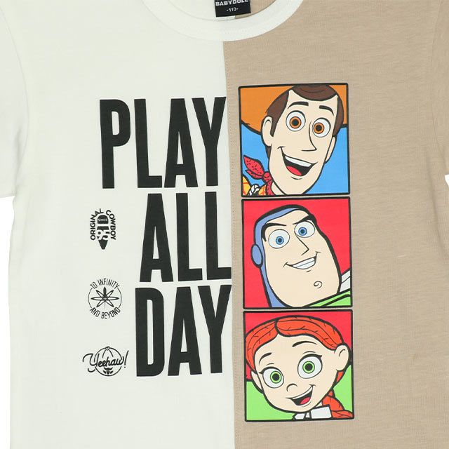 【ベビードール】トイ・ストーリー リメイク風 Tシャツ 0232K / ベビーサイズ キッズ 半袖 セミワイド アシンメトリー ウッディ バズ・ライトイヤー ジェシー