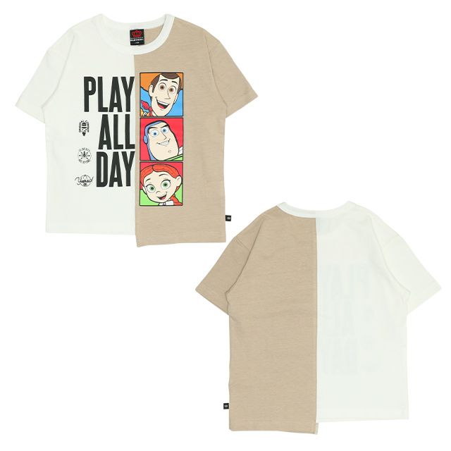 【ベビードール】トイ・ストーリー リメイク風 Tシャツ 0232K / ベビーサイズ キッズ 半袖 セミワイド アシンメトリー ウッディ バズ・ライトイヤー ジェシー