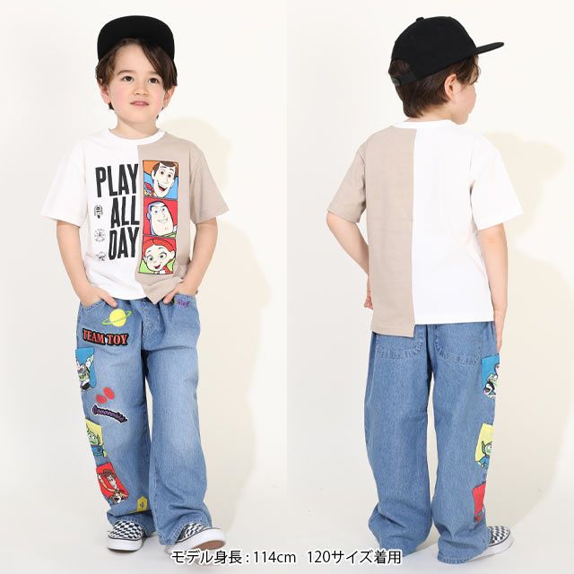 【ベビードール】トイ・ストーリー リメイク風 Tシャツ 0232K / ベビーサイズ キッズ 半袖 セミワイド アシンメトリー ウッディ バズ・ライトイヤー ジェシー