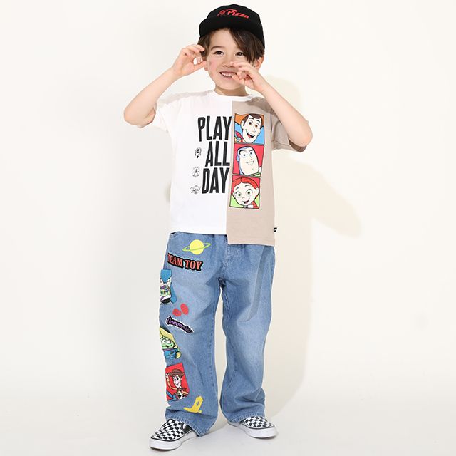 【ベビードール】トイ・ストーリー リメイク風 Tシャツ 0232K / ベビーサイズ キッズ 半袖 セミワイド アシンメトリー ウッディ バズ・ライトイヤー ジェシー