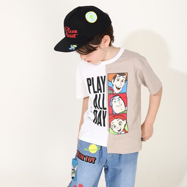 【ベビードール】トイ・ストーリー リメイク風 Tシャツ 0232K / ベビーサイズ キッズ 半袖 セミワイド アシンメトリー ウッディ バズ・ライトイヤー ジェシー