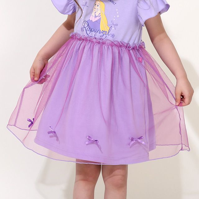 【ベビードール】ラプンツェル プリンセス / ドッキングワンピース 0264K / ベビーサイズ キッズ 天竺素材 チュールワンピ スカート バレエコア ドレス 仮装 コスチューム コスプレ