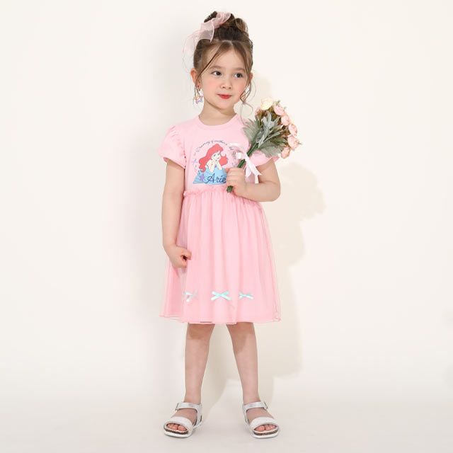 【ベビードール】アリエル プリンセス / ドッキングワンピース 0264K / ベビーサイズ キッズ 天竺素材 チュールワンピ スカート バレエコア ドレス 仮装 コスチューム コスプレ