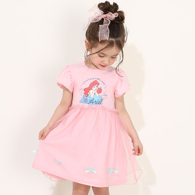 【ベビードール】アリエル プリンセス / ドッキングワンピース 0264K / ベビーサイズ キッズ 天竺素材 チュールワンピ スカート バレエコア ドレス 仮装 コスチューム コスプレ