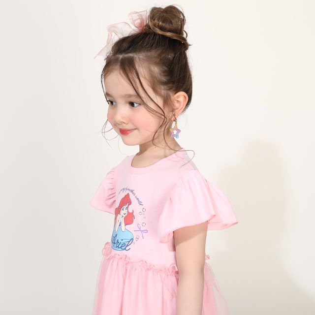 【ベビードール】アリエル プリンセス / ドッキングワンピース 0264K / ベビーサイズ キッズ 天竺素材 チュールワンピ スカート バレエコア ドレス 仮装 コスチューム コスプレ