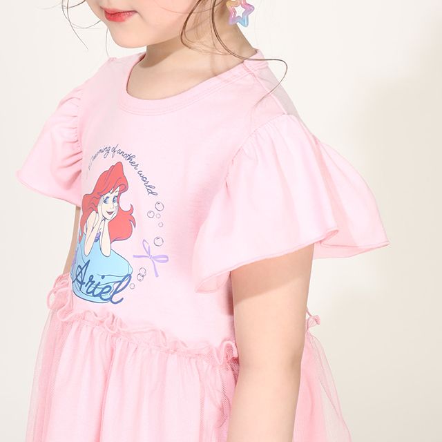 【ベビードール】アリエル プリンセス / ドッキングワンピース 0264K / ベビーサイズ キッズ 天竺素材 チュールワンピ スカート バレエコア ドレス 仮装 コスチューム コスプレ