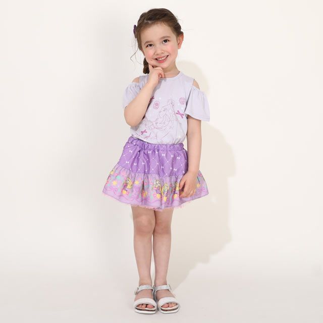 【ベビードール】ラプンツェル プリンセス / フリル&times;キャミソールワンピースセット 0265K / ベビーサイズ キッズ ワンピース スカート 半袖 肩出し ドレス セットアイテム 仮装 コスチューム コスプレ