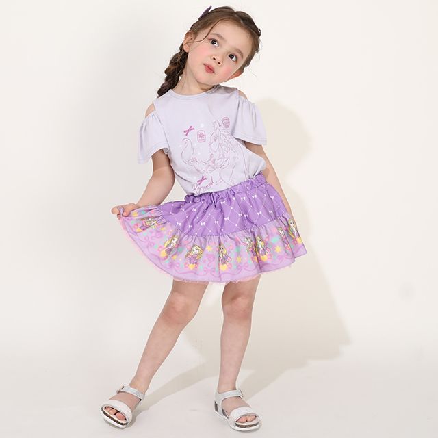 【ベビードール】ラプンツェル プリンセス / フリル&times;キャミソールワンピースセット 0265K / ベビーサイズ キッズ ワンピース スカート 半袖 肩出し ドレス セットアイテム 仮装 コスチューム コスプレ