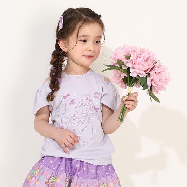 【ベビードール】ラプンツェル プリンセス / フリル&times;キャミソールワンピースセット 0265K / ベビーサイズ キッズ ワンピース スカート 半袖 肩出し ドレス セットアイテム 仮装 コスチューム コスプレ