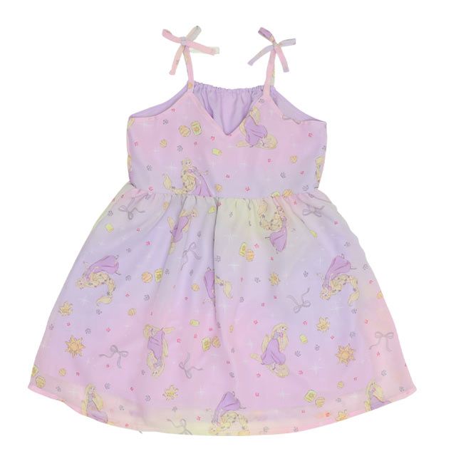 【ベビードール】ラプンツェル プリンセス / フリル&times;キャミソールワンピースセット 0265K / ベビーサイズ キッズ ワンピース スカート 半袖 肩出し ドレス セットアイテム 仮装 コスチューム コスプレ