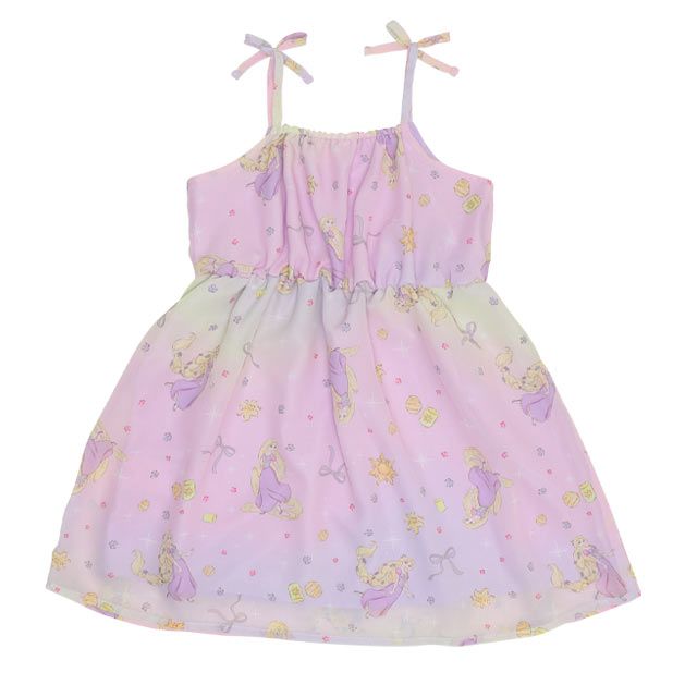 【ベビードール】ラプンツェル プリンセス / フリル&times;キャミソールワンピースセット 0265K / ベビーサイズ キッズ ワンピース スカート 半袖 肩出し ドレス セットアイテム 仮装 コスチューム コスプレ