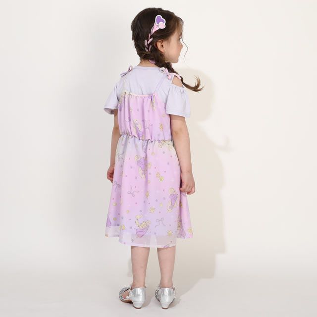 【ベビードール】ラプンツェル プリンセス / フリル&times;キャミソールワンピースセット 0265K / ベビーサイズ キッズ ワンピース スカート 半袖 肩出し ドレス セットアイテム 仮装 コスチューム コスプレ
