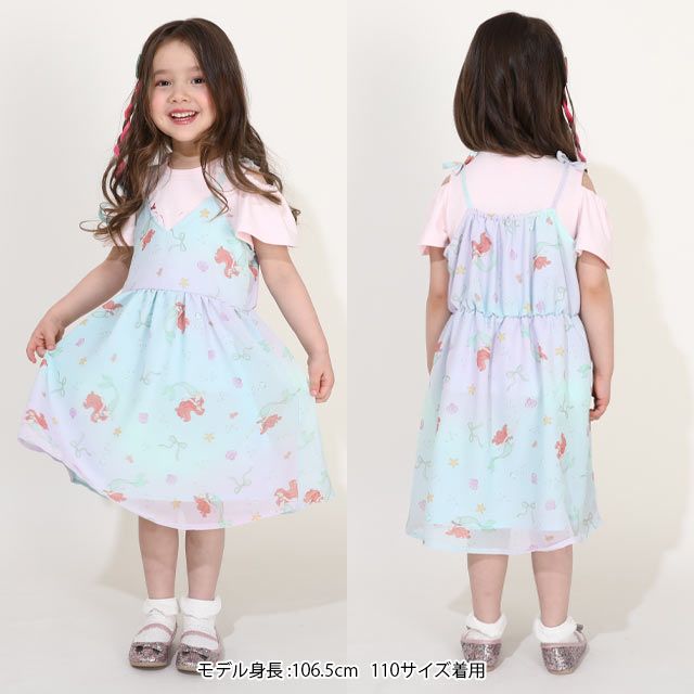 【ベビードール】アリエル プリンセス / フリル&times;キャミソールワンピースセット 0265K / ベビーサイズ キッズ ワンピース スカート 半袖 肩出し ドレス セットアイテム 仮装 コスチューム コスプレ