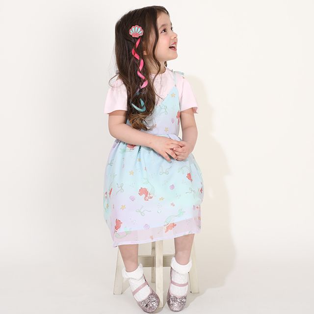 【ベビードール】アリエル プリンセス / フリル&times;キャミソールワンピースセット 0265K / ベビーサイズ キッズ ワンピース スカート 半袖 肩出し ドレス セットアイテム 仮装 コスチューム コスプレ