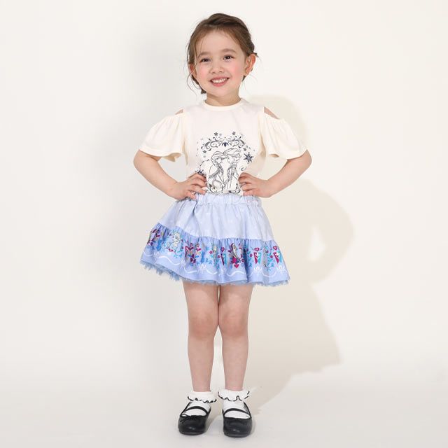 【ベビードール】アナ エルサ プリンセス / フリル&times;キャミソールワンピースセット 0265K / ベビーサイズ キッズ ワンピース スカート 半袖 肩出し ドレス セットアイテム 仮装 コスチューム コスプレ