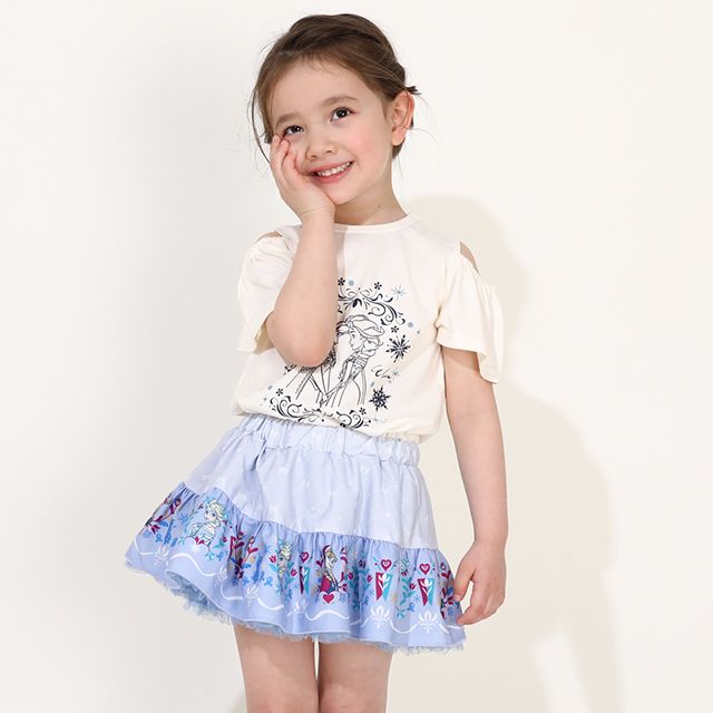 【ベビードール】アナ エルサ プリンセス / フリル&times;キャミソールワンピースセット 0265K / ベビーサイズ キッズ ワンピース スカート 半袖 肩出し ドレス セットアイテム 仮装 コスチューム コスプレ