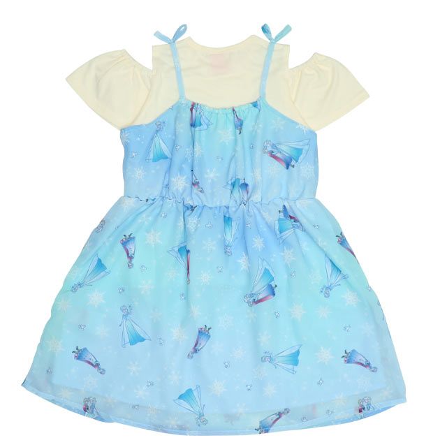 【ベビードール】アナ エルサ プリンセス / フリル&times;キャミソールワンピースセット 0265K / ベビーサイズ キッズ ワンピース スカート 半袖 肩出し ドレス セットアイテム 仮装 コスチューム コスプレ