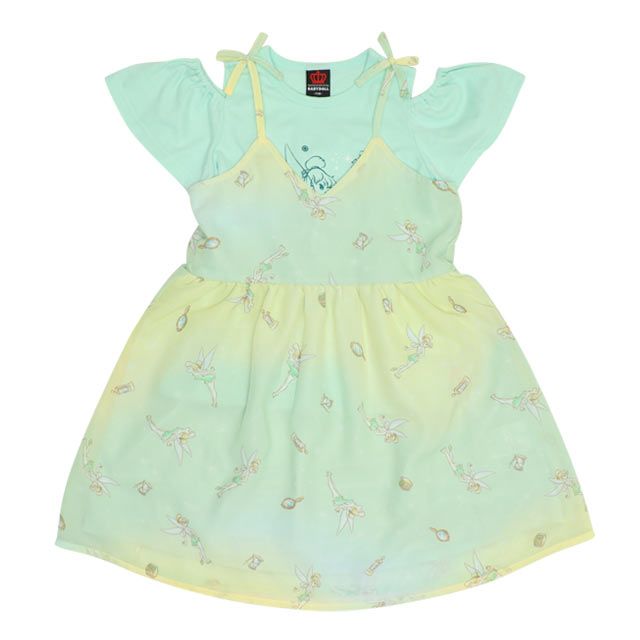 【ベビードール】ティンカーベル プリンセス / フリル&times;キャミソールワンピースセット 0265K / ベビーサイズ キッズ ワンピース スカート 半袖 肩出し ドレス セットアイテム 仮装 コスチューム コスプレ