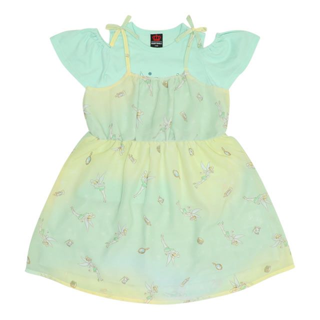 【ベビードール】ティンカーベル プリンセス / フリル&times;キャミソールワンピースセット 0265K / ベビーサイズ キッズ ワンピース スカート 半袖 肩出し ドレス セットアイテム 仮装 コスチューム コスプレ