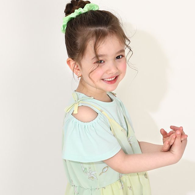 【ベビードール】ティンカーベル プリンセス / フリル&times;キャミソールワンピースセット 0265K / ベビーサイズ キッズ ワンピース スカート 半袖 肩出し ドレス セットアイテム 仮装 コスチューム コスプレ