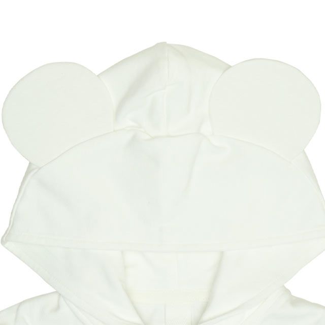 【ベビードール】ミッキー デニムパッチジップパーカー 0289K / ベビーサイズ キッズ トップス 長袖 羽織 軽アウター スウェット 天竺素材 耳付き フードあり