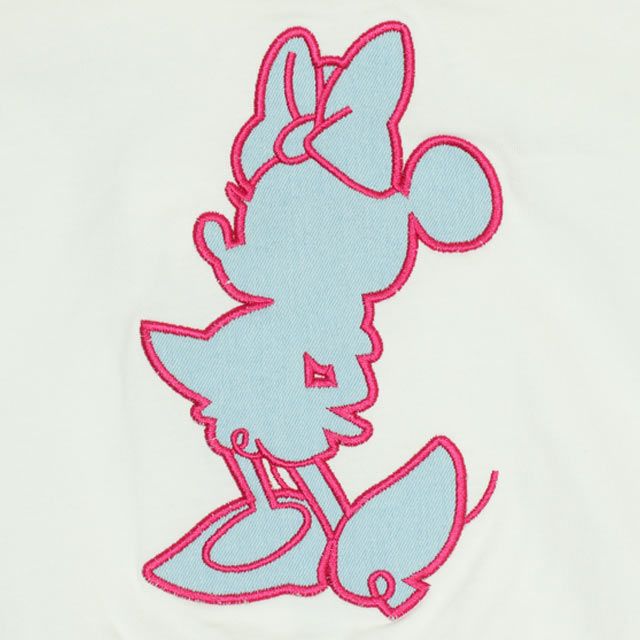 【ベビードール】ミニー デニムパッチジップパーカー 0289K / ベビーサイズ キッズ トップス 長袖 羽織 軽アウター スウェット 天竺素材 耳付き フードあり