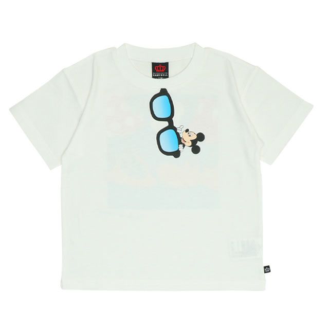 【ベビードール】ミッキー 親子お揃い サングラスTシャツ 0290K / ベビーサイズ キッズ リンクコーデ ペアルック 親子コーデ トップス 半袖 ワイドシルエット 天竺素材