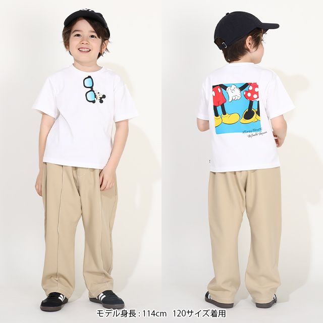 【ベビードール】ミッキー 親子お揃い サングラスTシャツ 0290K / ベビーサイズ キッズ リンクコーデ ペアルック 親子コーデ トップス 半袖 ワイドシルエット 天竺素材
