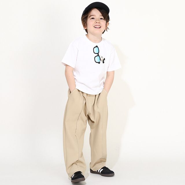 【ベビードール】ミッキー 親子お揃い サングラスTシャツ 0290K / ベビーサイズ キッズ リンクコーデ ペアルック 親子コーデ トップス 半袖 ワイドシルエット 天竺素材