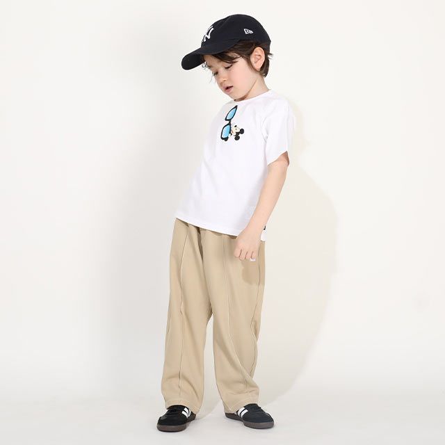 【ベビードール】ミッキー 親子お揃い サングラスTシャツ 0290K / ベビーサイズ キッズ リンクコーデ ペアルック 親子コーデ トップス 半袖 ワイドシルエット 天竺素材