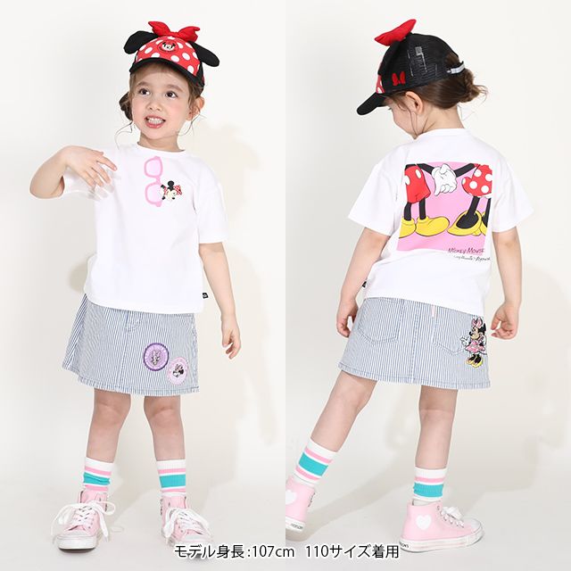 【ベビードール】ミニー 親子お揃い サングラスTシャツ 0290K / ベビーサイズ キッズ リンクコーデ ペアルック 親子コーデ トップス 半袖 ワイドシルエット 天竺素材