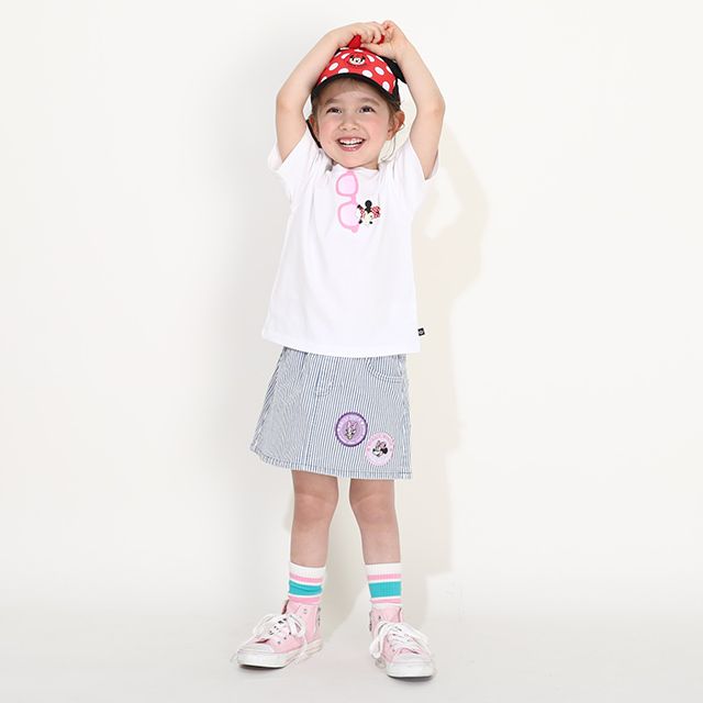 【ベビードール】ミニー 親子お揃い サングラスTシャツ 0290K / ベビーサイズ キッズ リンクコーデ ペアルック 親子コーデ トップス 半袖 ワイドシルエット 天竺素材