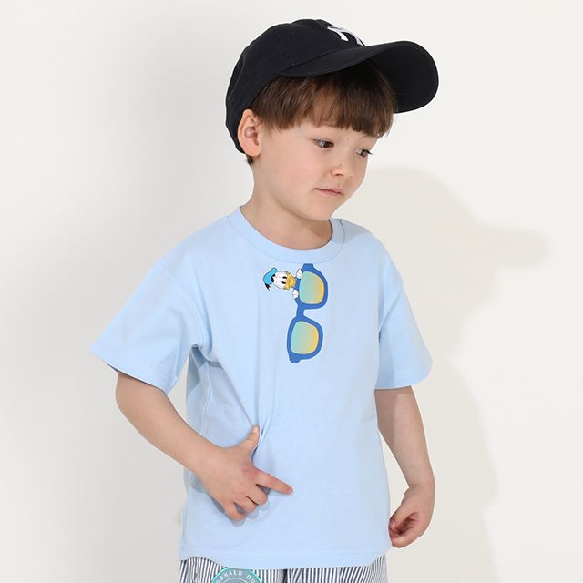 【ベビードール】ドナルド 親子お揃い サングラスTシャツ 0290K / ベビーサイズ キッズ リンクコーデ ペアルック 親子コーデ トップス 半袖 ワイドシルエット 天竺素材